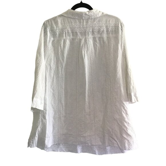ISAAC MIZRAHI LIVE- NWOMENS WHITE 3/4 SLEEVE V-NECK PULL-OVER SHIRT SIZE X-LARGE - Picture 2 of 7